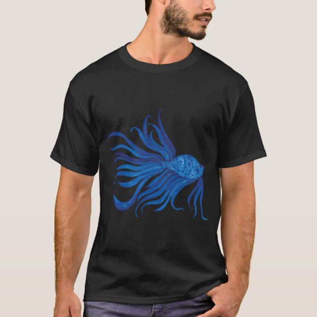 Fancy Watercolor Blue Fish T-Shirt (Front)