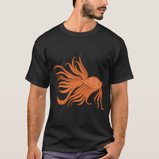 Fancy Watercolor Orange Fish T-Shirt (Front)