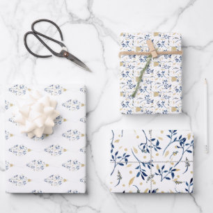 Fancy Watercolor Ornament Trio Wrapping Paper Sheet