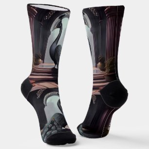 Fancy Watercolor Peacock Crew Socks