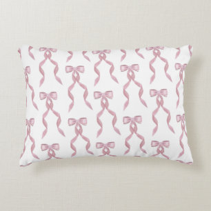 Fancy Watercolor Pink Bow Pattern Decorative Cushion