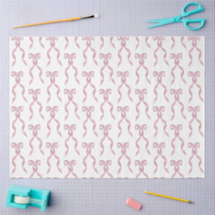 Fancy Watercolor Pink Bow Pattern Tissue Paper