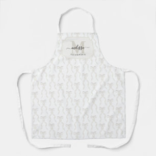 Fancy Watercolor White Bow Pattern Apron