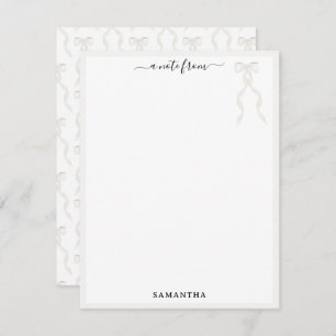 Fancy Watercolor White Bow Personalised Card
