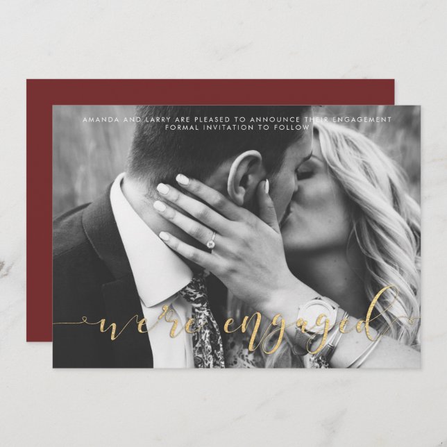 Fancy Wedding Photo Engagement Announcement (Front/Back)