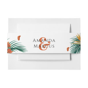 Fancy Wedding Tropical Flowers Invitation Belly Band