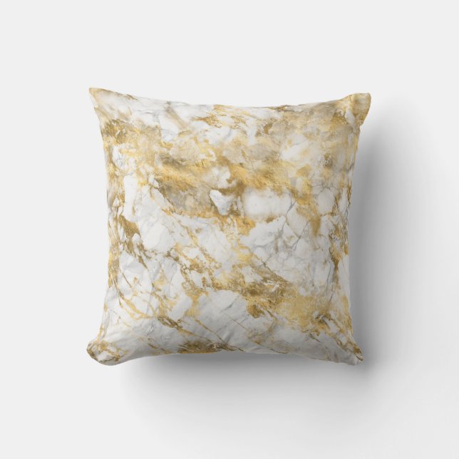 Fancy White and Gold Marble Cushion (Front)