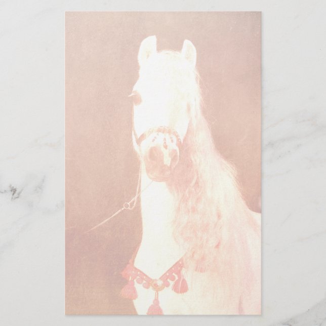 Fancy White Circus Pony Vintage Gypsy Style Stationery (Front)