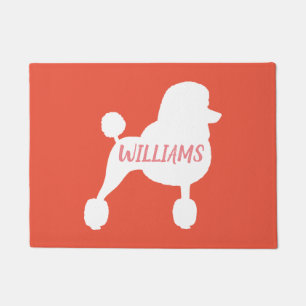 Fancy White Standard Poodle Dog Silhouette Custom Doormat