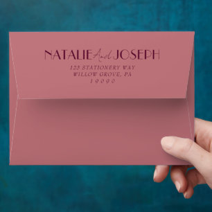 Fancy Wine Dusty Rose Old Money Retro Wedding Envelope