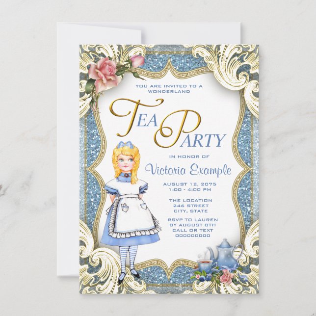 Fancy Wonderland Tea Party Invitation (Front)