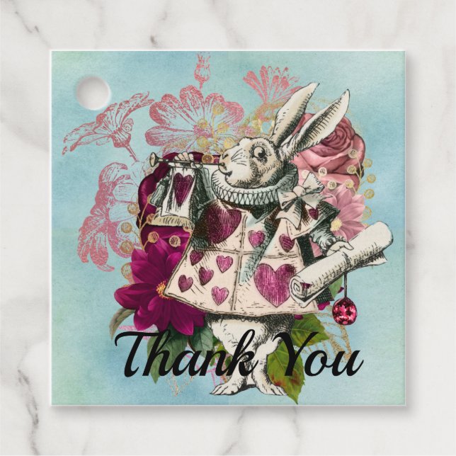 Fancy Wonderland White Rabbit  Favour Tags (Front)