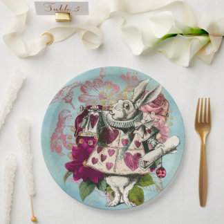 Fancy Wonderland White Rabbit Paper Plate