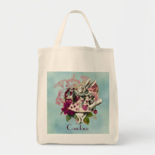 Fancy Wonderland White Rabbit Personalised   Tote Bag