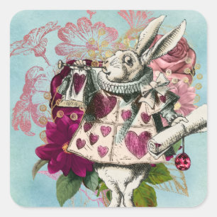 Fancy Wonderland White Rabbit   Square Sticker