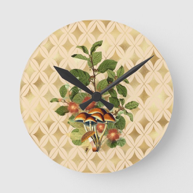 Fancy Woodland Botanicals  Round Clock (Front)