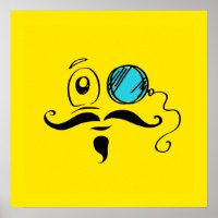 Fancy Yellow Face with Monocle and Moustache