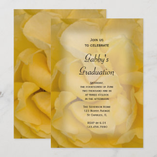 Fancy Yellow Rose Graduation Party Invitation