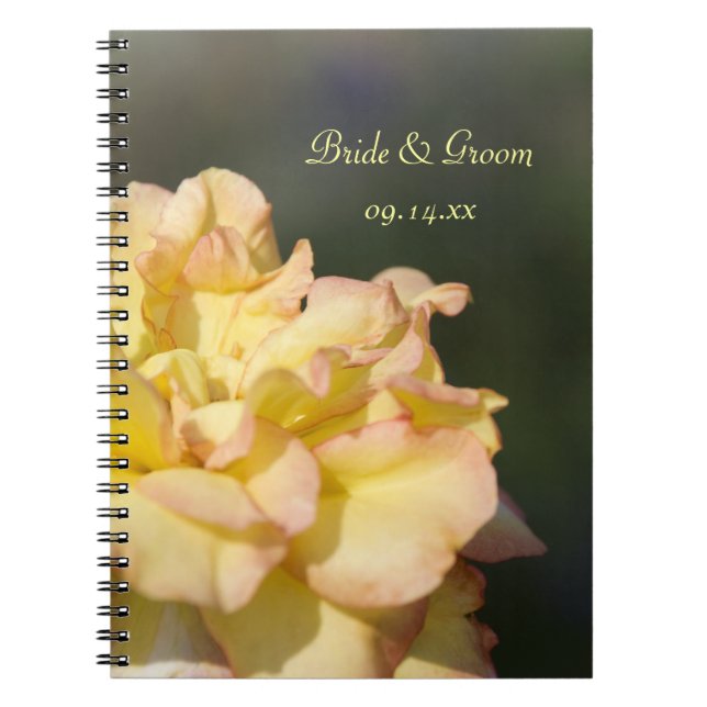 Fancy Yellow Rose Wedding Spiral Notebook (Front)