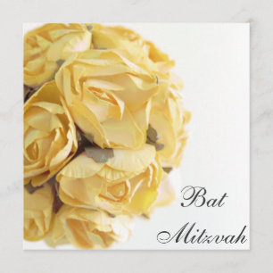 Fancy Yellow Roses Bat Mitzvah Invitation