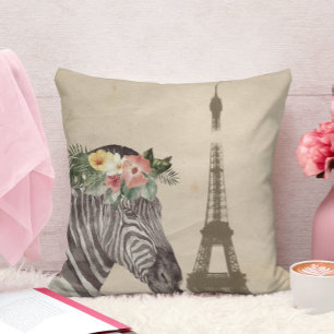Fancy Zebra & Eiffel Tower  Cushion