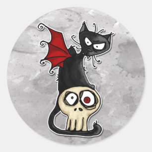 fang kitty classic round sticker
