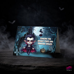 Fang-Tastic Halloween Cute Vampire Holiday Card