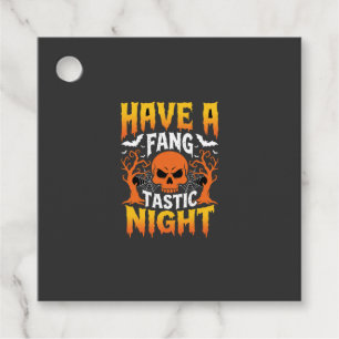 Fang-Tastic Night Halloween Skull and Bats Favour Tags