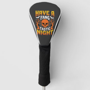 Fang-Tastic Night Halloween Skull and Bats Golf Head Cover