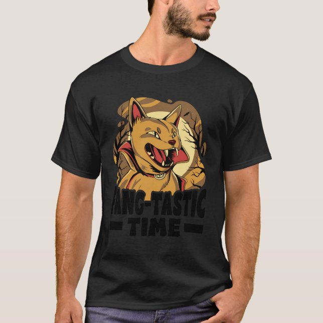 Fang-Tastic Time - Funny Halloween - Scary Vampire T-Shirt (Front)
