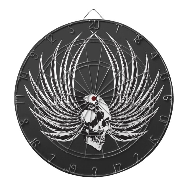 Fanged Skull with Wings Dartboard (Front)