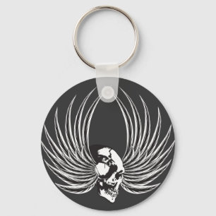 Fanged Skull with Wings Key Ring