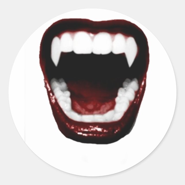 "Fangs" Classic Round Sticker (Front)