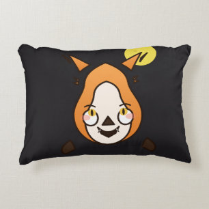 Fangs For Nothing Cute Fox Vampire Halloween Pun Decorative Cushion