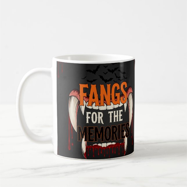 Fangs for the Memories – Vampire Halloween Humour Coffee Mug (Left)