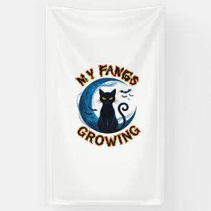 Fangs Growing Halloween Black Cat Blue Moon Bats_1 Banner