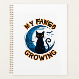 Fangs Growing Halloween Black Cat Blue Moon Bats_1 Planner