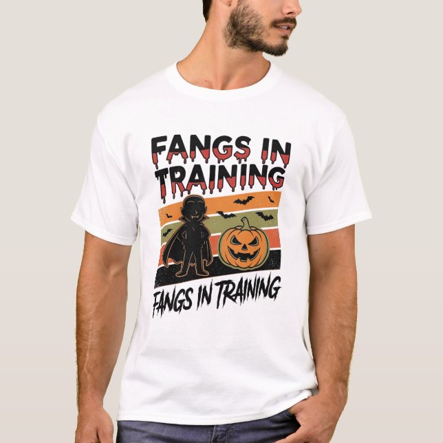 Fangs in Training Funny Vampire Halloween Shirt (Front)