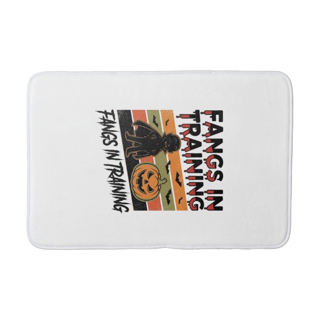 Fangs in Training Funny Vampire Halloween Shirt Bath Mat (Front)