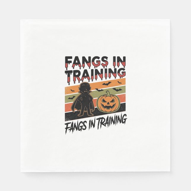 Fangs in Training Funny Vampire Halloween Shirt Napkin (Front)