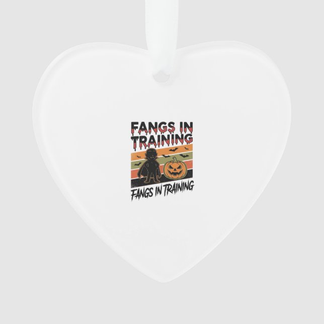 Fangs in Training Funny Vampire Halloween Shirt Ornament (Front)
