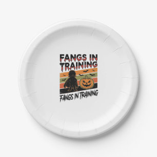 Fangs in Training Funny Vampire Halloween Shirt Paper Plate