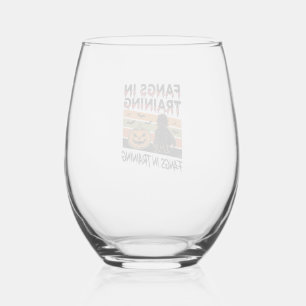 Fangs in Training Funny Vampire Halloween Shirt Stemless Wine Glass