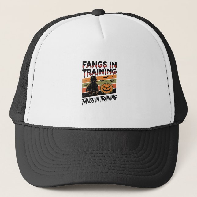 Fangs in Training Funny Vampire Halloween Shirt Trucker Hat (Front)