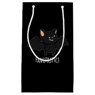 Fangtastic Funny Halloween Black Bat Pun Dark BG Small Gift Bag