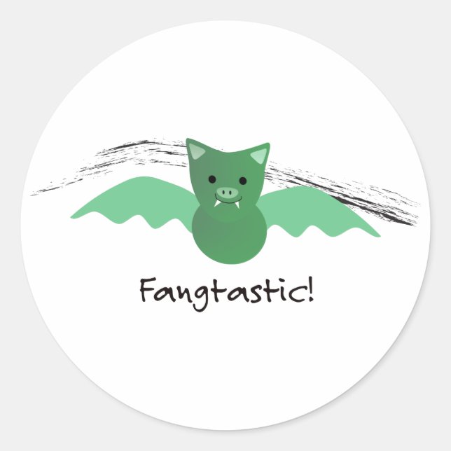 Fangtastic Green Bat Classic Round Sticker (Front)