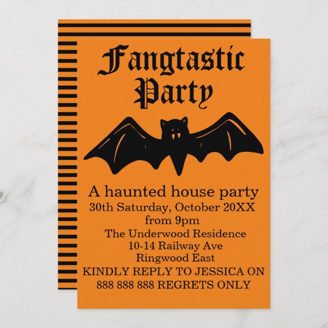 FANGTASTIC HALLOWEEN PARTY INVITATION (Front/Back)