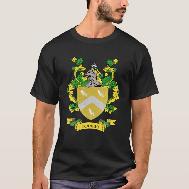 Fanning Coat Of Arms | Fanning Surname Family Cres T-Shirt (Front)