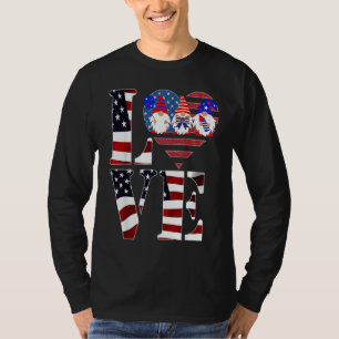 fanny 4th Of July Gnomes heart American Flag Patri T-Shirt