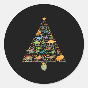 Fanny Dinosaur Christmas Tree Cute Dino Xmas For K Classic Round Sticker
